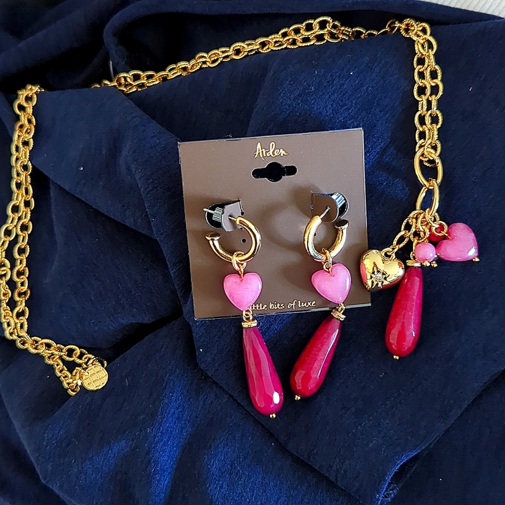 Arden heart earrings and necklace set